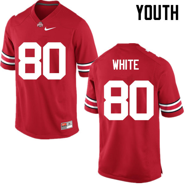 Ohio State Buckeyes Brendon White Youth #80 Red Game Stitched College Football Jersey